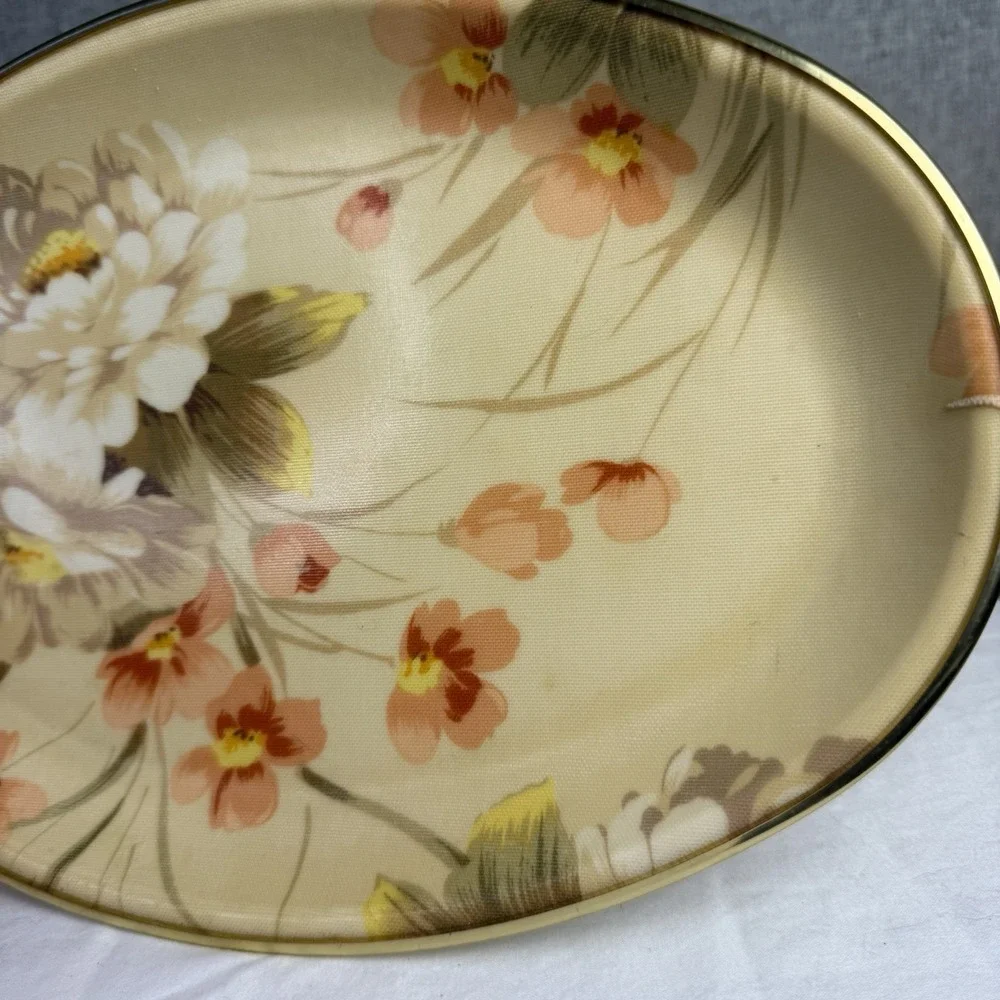 MCM DAE HO Korean Fiberglass Traymold Small Tray Autumn Pink Floral Thanksgiving